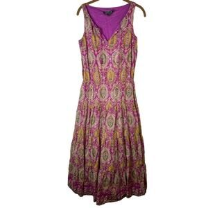 LRL Womens Boho Tiered Midi Western Dress Purple Paisley Festival Sleeveless 4